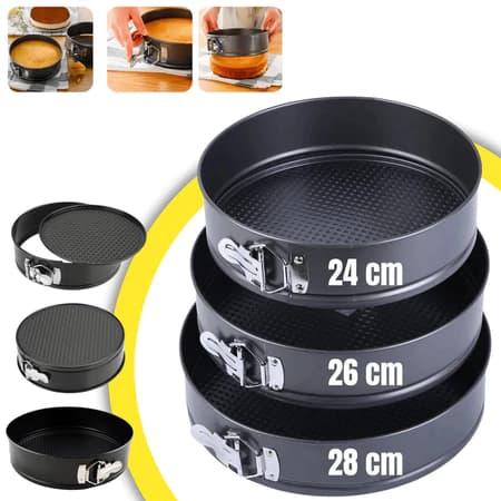 Kit 3 Formas com Fundo Removível Antiaderente para Torta Bolo Assadeira Bolos Tortas Redonda